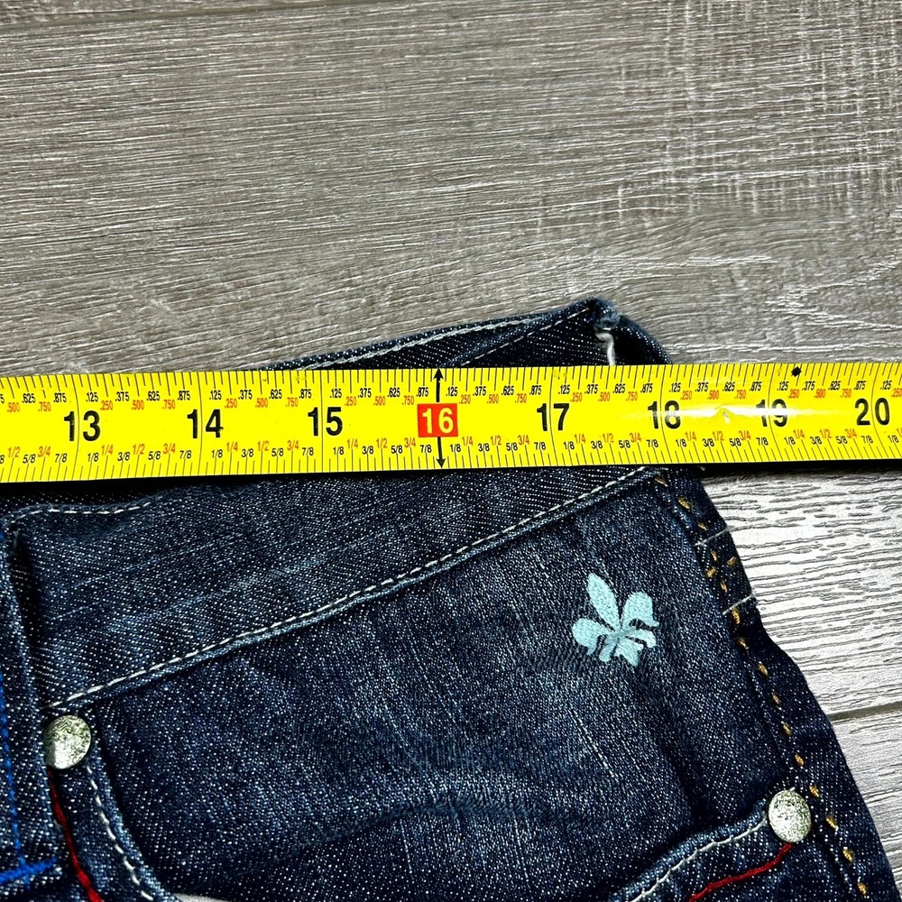 Coogi Baggy Denim Shorts Mens 38 Blue Embroidered Eagle Y2K Hip Hop Streetwear - Picture 6 of 10